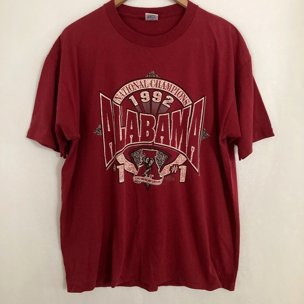Vtg 1992‎ Alabama Crimson Tide National Champions Shirt XL Double Sided USA Made